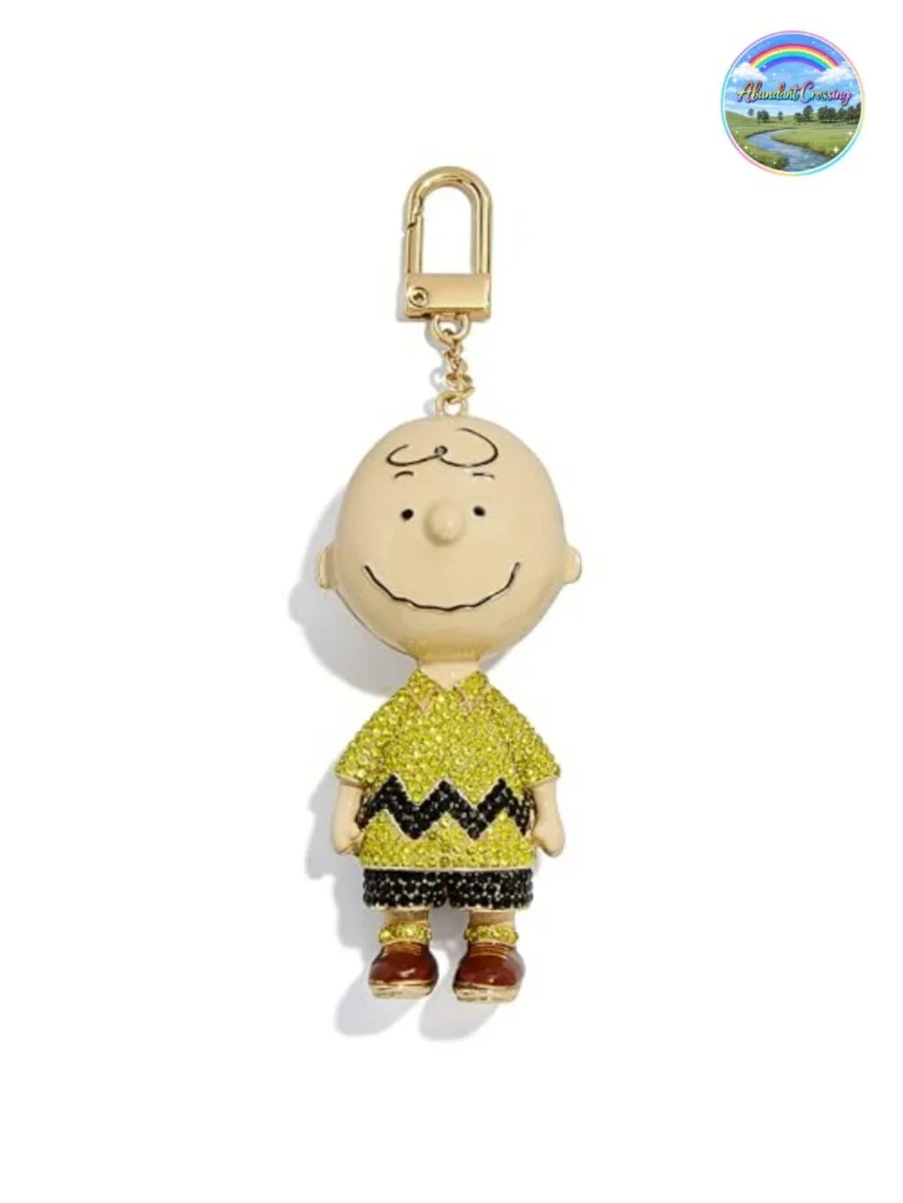 Peanuts Charlie Brown Crystal Enamel Bag Charm Clip Keychain